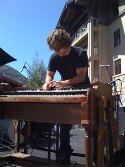 Mike Mangan backwardds Hammond B3 Organ Squaw Valley Funk Music Festival